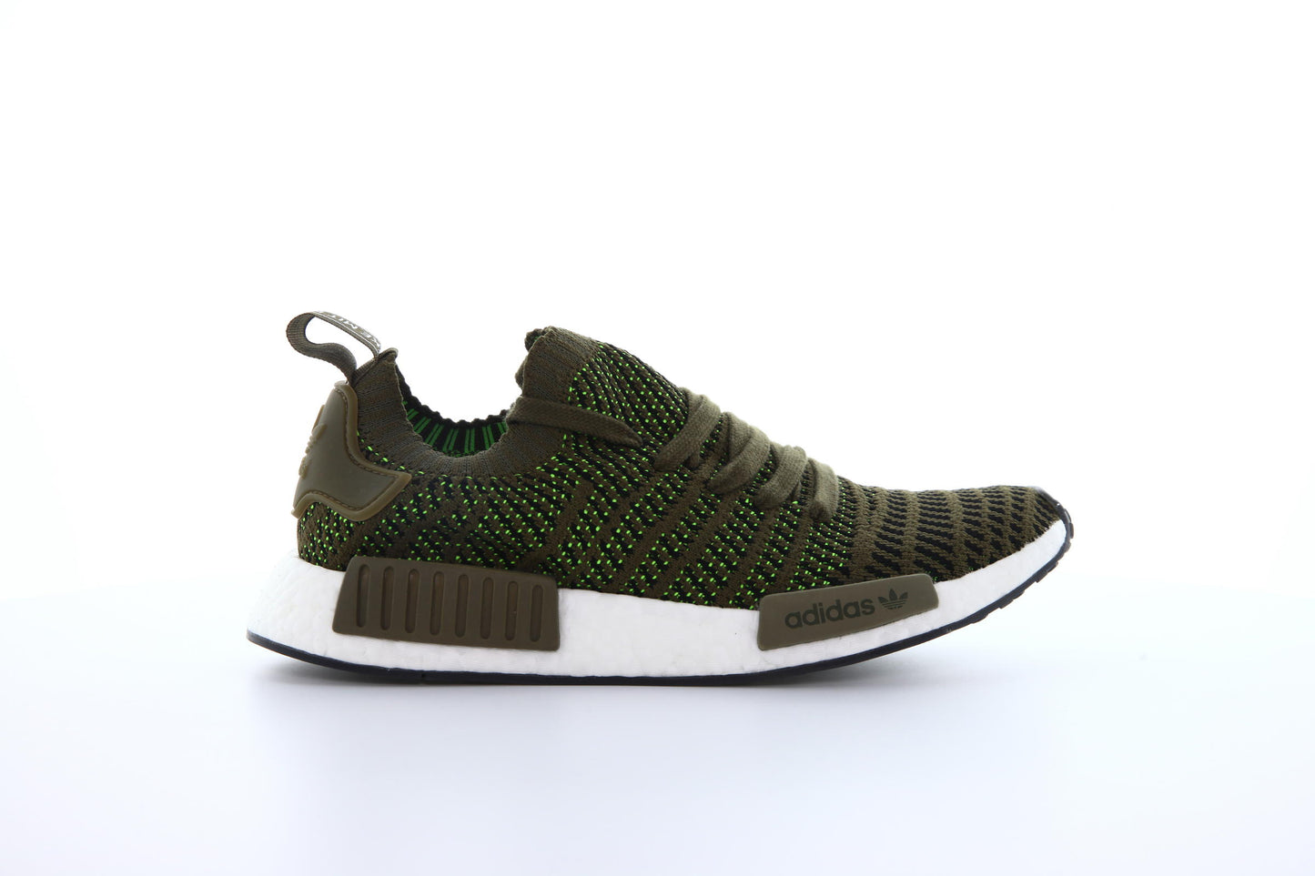 Exclusive adidas Originals Nmd R1 Runner Stlt Primeknit "Trace Olive" — 3.5 — Front View