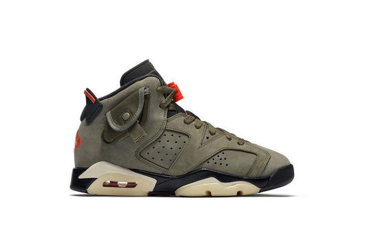 Exclusive Air Jordan 6 Retro Travis Scott (GS) "Medium Olive" — 3.5Y — Front View